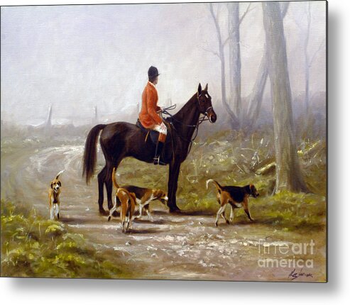 Horse Paintings Metal Print featuring the painting Losing the scent by John Silver