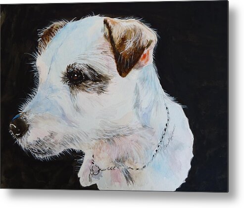 Jack Russell Terrier Dogs Metal Print featuring the painting Macy the Jack Russell Terrier by Carole Powell