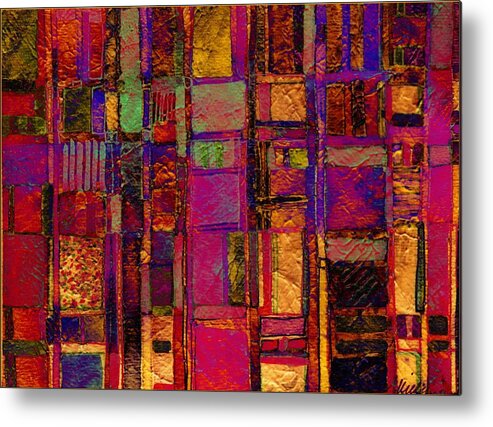 Pink Metal Print featuring the painting Magenta Squared by Mindy Newman