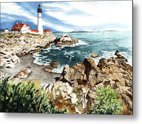 Water Color Paintings Metal Print featuring the painting Maine Attraction by Barbara Jewell