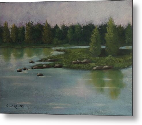 Maine Metal Print featuring the pastel Maine Reflections by Carol Corliss