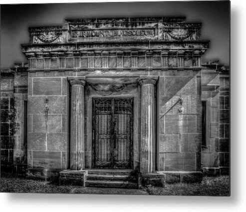 Mausoleum Metal Print featuring the photograph Mausoleum In Black And White by Ray Congrove