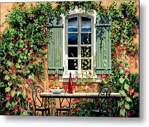 French Window Metal Print featuring the painting Mediterranean Memories - Oil by Michael Swanson