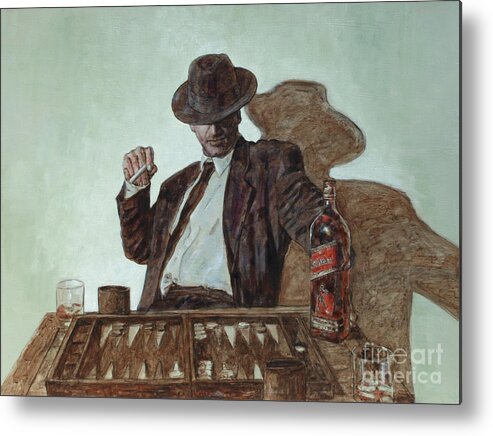 Backgammon Metal Print featuring the painting Meet Johnnie Walker by Theo Michael