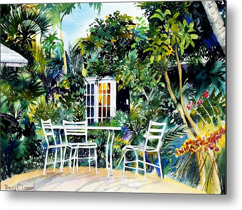 Key West Metal Print featuring the painting Michelle and Scott's Key West Garden by Phyllis London