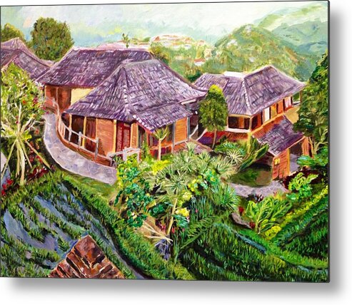 Bali Hut Metal Print featuring the painting Mini Paradise by Belinda Low