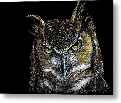 Wildlife Metal Print featuring the drawing Mister Owl by William Underwood