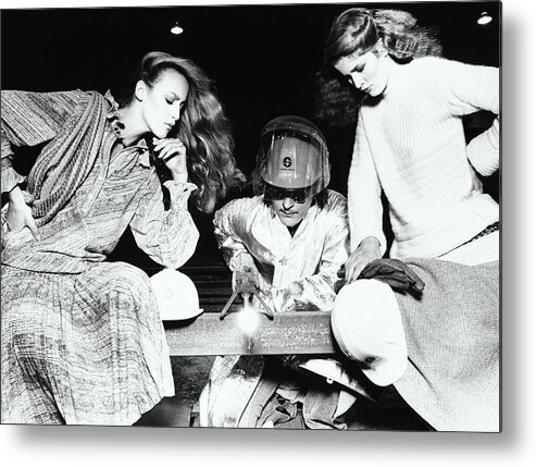 Accessories Metal Print featuring the photograph Models Sitting By A Welder by Albert Watson