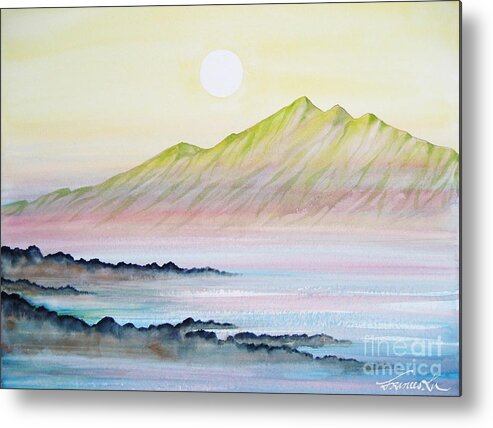 Mountains Metal Print featuring the painting Molokai Peaks by Frances Ku