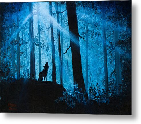 Landscape Metal Print featuring the painting Moonlight Serenade by Chris Steele
