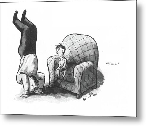 105301 Wst William Steig Metal Print featuring the drawing Moron by William Steig