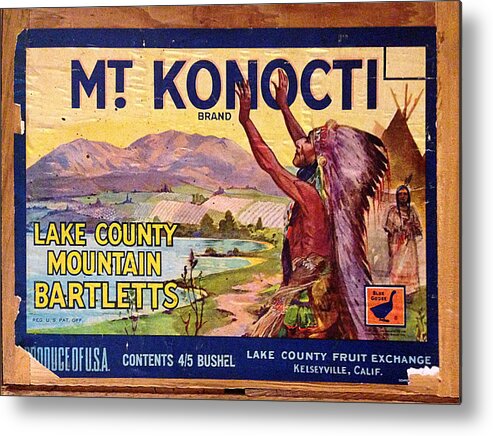 Konocti Metal Print featuring the photograph Mount Konocti Crate Label by Richard Reeve
