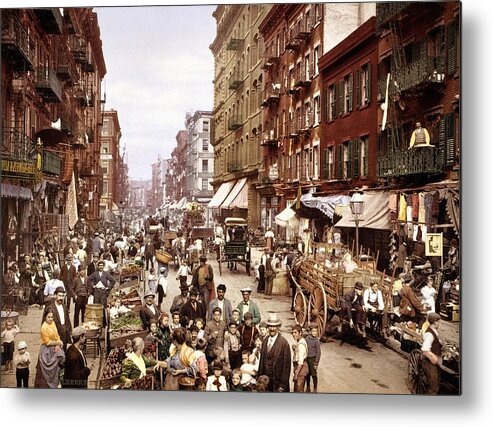 Mulberry Street Metal Print featuring the photograph Mulberry Street, New York, circa 1900 by Science Photo Library
