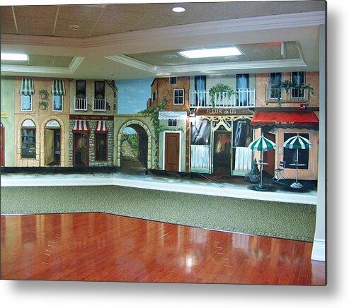 Mural French Village Metal Print featuring the painting Mural Oaklawn by Carole Powell