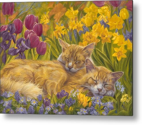 Cat Metal Print featuring the painting Nap Time by Lucie Bilodeau