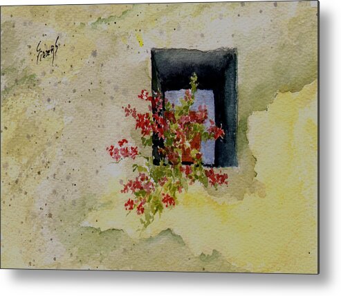 Niche Metal Print featuring the painting Niche with Flowers by Sam Sidders