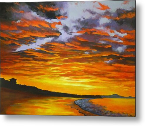 Noosa Heads Metal Print featuring the painting Noosa Sunset by Chris Hobel