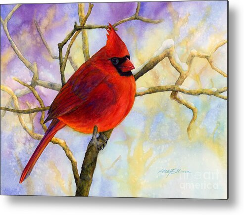 Cardinal Metal Print featuring the painting Northern Cardinal by Hailey E Herrera