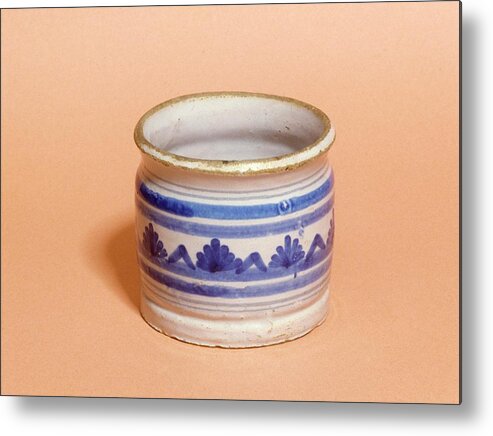 Red Background Metal Print featuring the photograph Ointment Pot by Science Photo Library