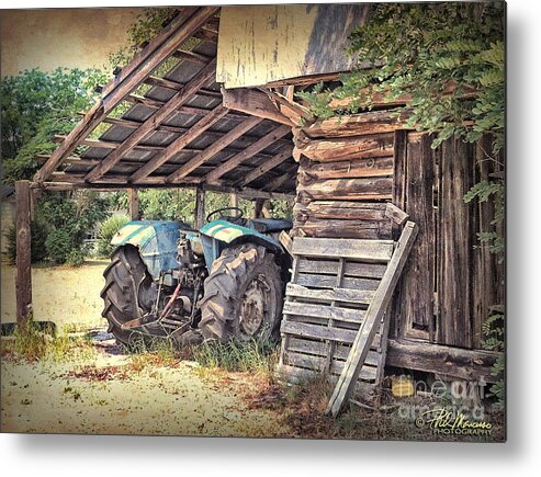Tractor Art Metal Print featuring the photograph Old Barn And Tractor by Phil Mancuso