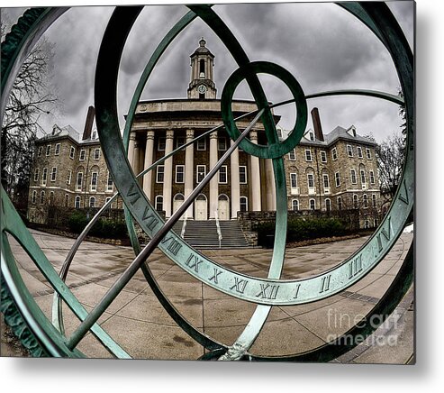 Penn State Metal Print featuring the photograph Old Main through the Armillary Sphere by Mark Miller