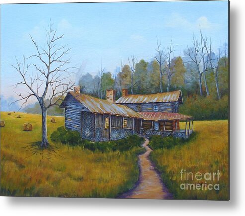 Landscape Metal Print featuring the painting Old Walker Homestead #2 by Jerry Walker