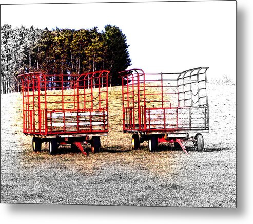 Wisconsin Metal Print featuring the digital art On Hwy B West of Ogdensburg by David Blank