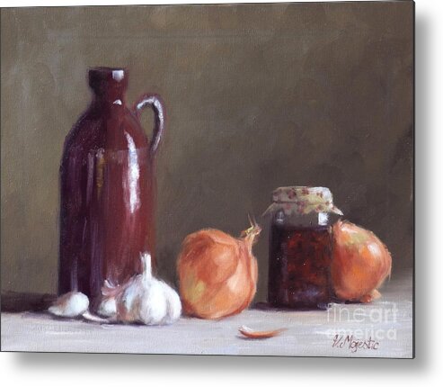 Onion Metal Print featuring the painting Onions and Sundried Tomatoes by Viktoria K Majestic