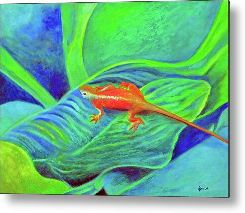 Outer Banks Metal Print featuring the painting Outer Banks Gecko by Kandy Cross