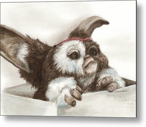 Gremlins Metal Print featuring the drawing Outta the box - Gizmo by Meagan Visser