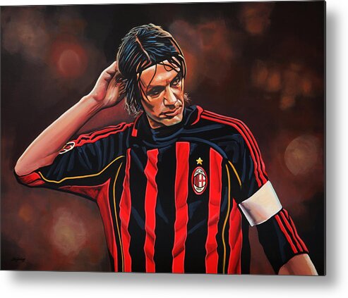 Paolo Maldini Metal Print featuring the painting Paolo Maldini by Paul Meijering