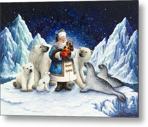 Santa Claus Metal Print featuring the painting Peace On Earth by Lynn Bywaters