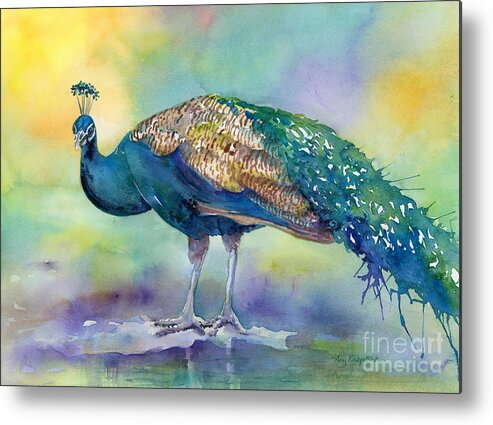 Peacock Metal Print featuring the painting Peacock by Amy Kirkpatrick