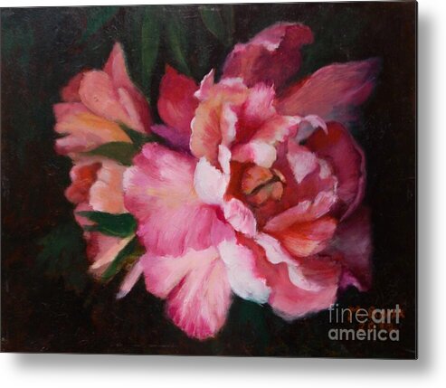 Peony Metal Print featuring the painting Peonies No 8 The Painting by Marlene Book