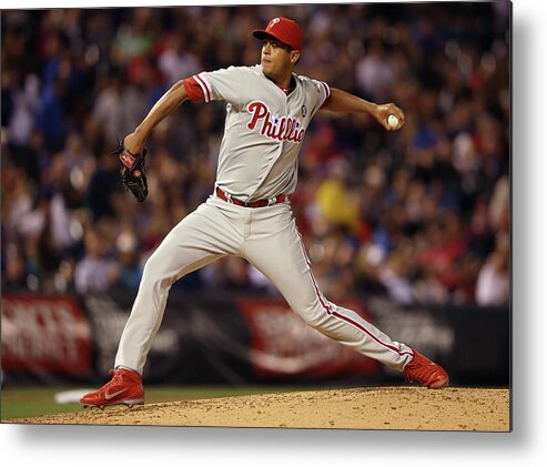 Relief Pitcher Metal Print featuring the photograph Philadelphia Phillies V Colorado Rockies by Doug Pensinger