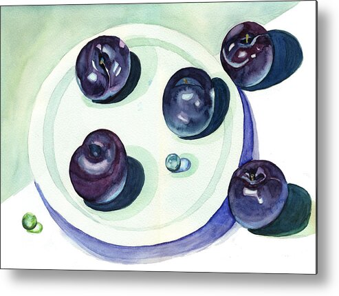 Plums Metal Print featuring the painting Plums by Katherine Miller