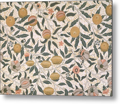 Pattern Metal Print featuring the tapestry - textile Pomegranate design for wallpaper by William Morris