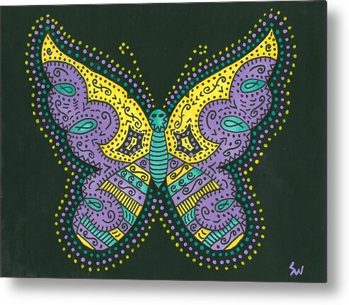 Butterfly Metal Print featuring the painting Psychedelic Butterfly by Susie Weber