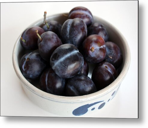 Food Metal Print featuring the photograph Purple Plums by Gerry Bates
