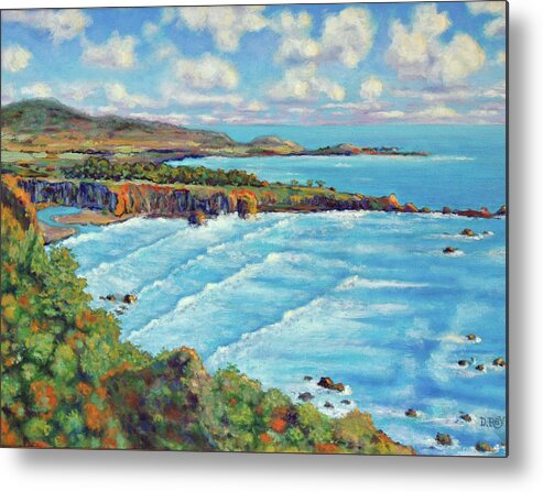 California Coast Metal Print featuring the painting Ragged Point California by Dwain Ray