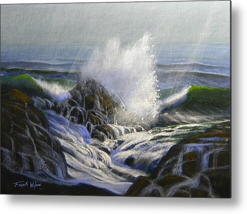 Seascape Metal Print featuring the painting Raging Surf by Frank Wilson