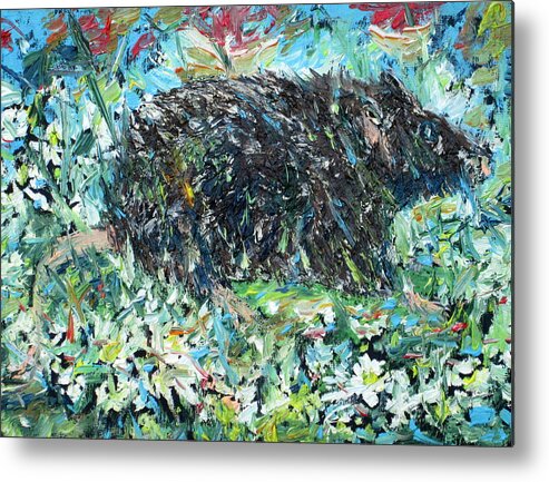 Rat Metal Print featuring the painting Rat In The Flowers by Fabrizio Cassetta