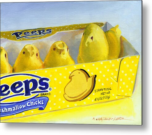 Peeps Metal Print featuring the painting Rebel Chick by Marguerite Chadwick-Juner