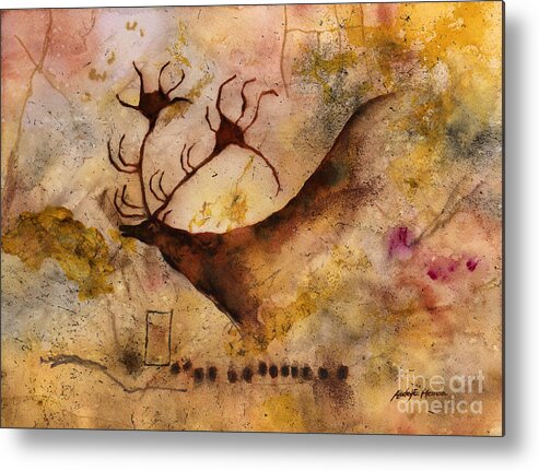 Cave Metal Print featuring the painting Red Deer by Hailey E Herrera