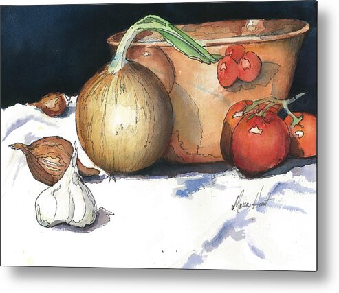 Tomatoes Metal Print featuring the painting Reflections in Copper by Maria Hunt
