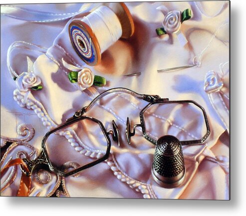 Still Life Metal Print featuring the painting Ribbon Rosettes by Dianna Ponting