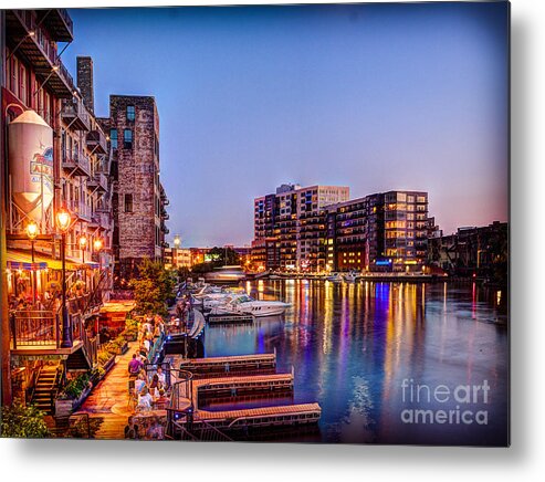 Andrew Slater Photography Metal Print featuring the photograph Riverwalk at Dusk by Andrew Slater