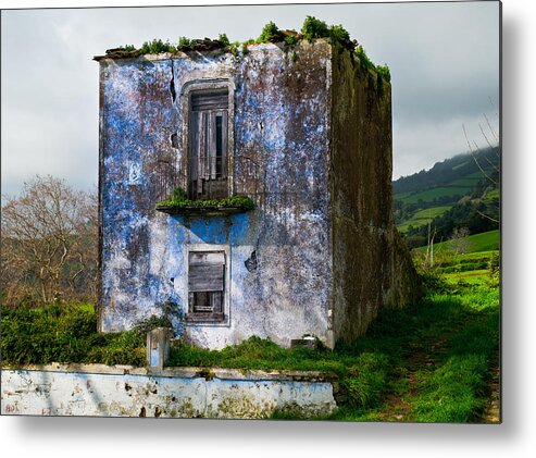 Abandon Metal Print featuring the photograph Ruins of house painted blue by Joseph Amaral