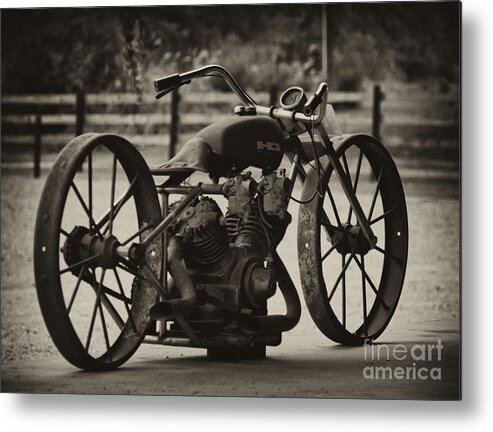 Vintage Motorcycle Metal Print featuring the photograph Rusty Rims by Wilma Birdwell