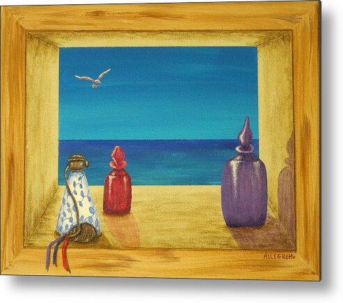 Pamela Allegretto Metal Print featuring the painting Sea View One by Pamela Allegretto